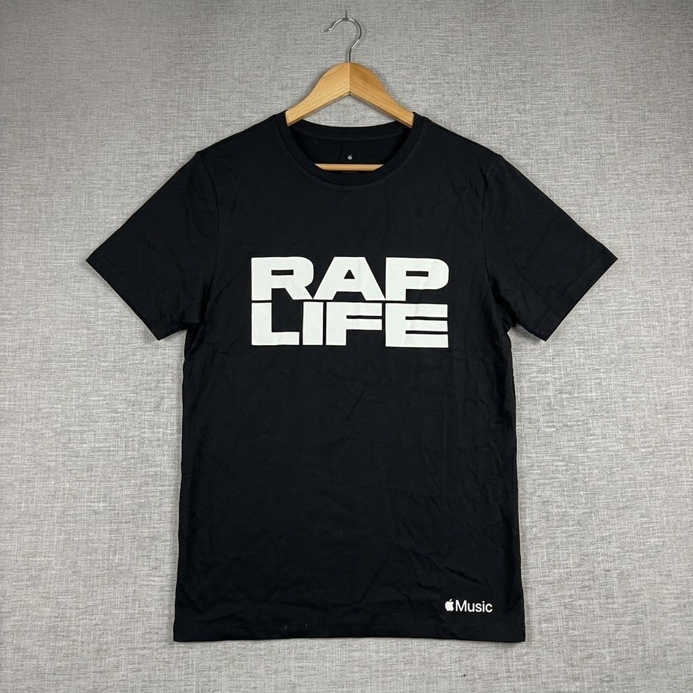 Apple Music Rap Life T-shirt Mens Medium Black White Graphic Cotton Tee